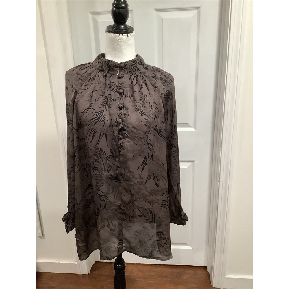 Otte Womens  Button Front Blouse Size Medium Long